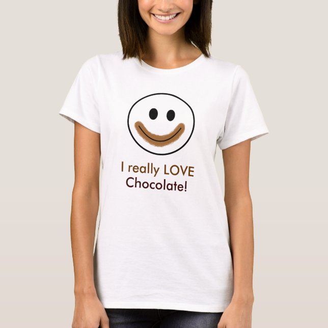 T-shirt Visage de chocolat "j'AIME vraiment le chocolat ! (Devant)