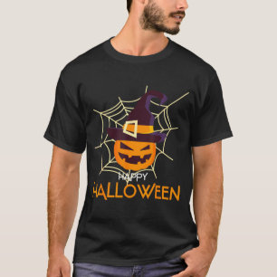 T-shirt Visage de citrouille jack o lanterne toile d'araig