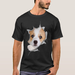 T-shirt Visage de Corgi Mignon à l'Intérieur du Chien Corg