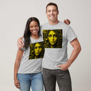 T-shirt Visage de femme végétale doré au regard envoûtant.