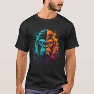 T-shirt Visage de gorille divisé Pop Art éclaboussure de p