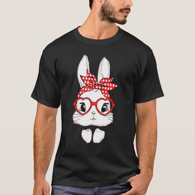 T-shirt Visage De Lapin Avec Lunettes De Soleil Journée De (Devant)
