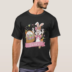 T-shirt Visage de lapin drôle Joyeuse fête de Pâques Femme