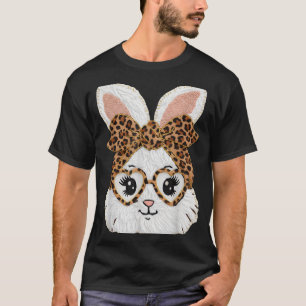 T-shirt Visage de léopard de lapin de lapin mignon Fille G