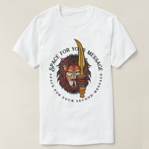 T-shirt Visage de Lion Artistique Texte Personnalisé Circu