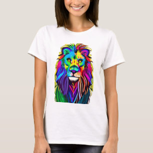 T-shirt Visage de lion coloré Art de fantasy mystique