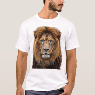 T-shirt Visage de lion majestueux aux yeux bleus Faune A