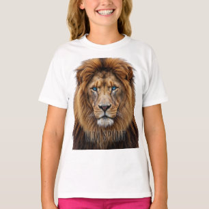 T-shirt Visage de lion majestueux aux yeux bleus Faune A