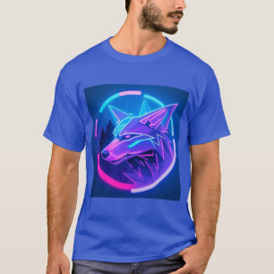 T-shirt Visage de loup néon futuriste dans l'art géométriq