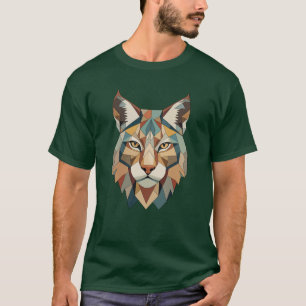 T-shirt Visage de lynx géométrique coloré saisissant