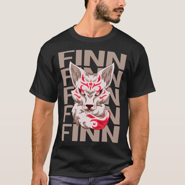 T-shirt Visage de Renard - Nom Finn (Devant)