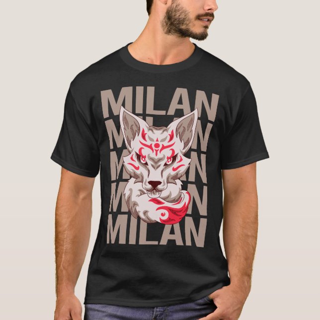 T-shirt Visage de Renard - Nom Milan (Devant)