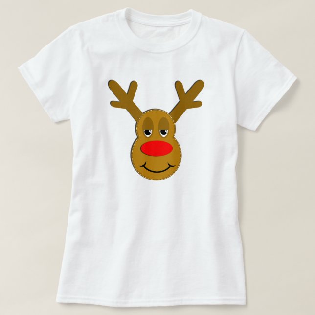 T-shirt Visage de renne de Noël (Design devant)