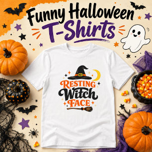 T-shirt Visage de Sorcière au Repos Halloween Drôle