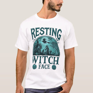 T-shirt Visage de Sorcière au Repos Maison Hantée Hallowee