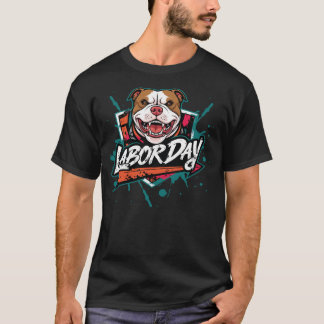 T-shirt Visage de sourire de chien de la fête du travail