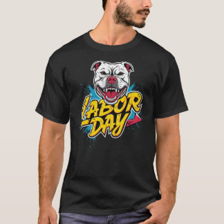 T-shirt Visage de sourire de chien de la fête du travail