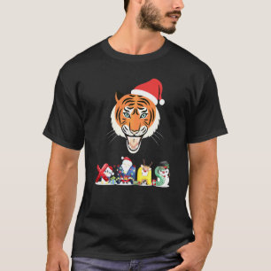 T-shirt Visage de Tigre de Noël Arbre Neige Pyjama Xmas 20