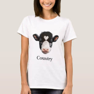 T-shirt Visage de vache noire et blanche