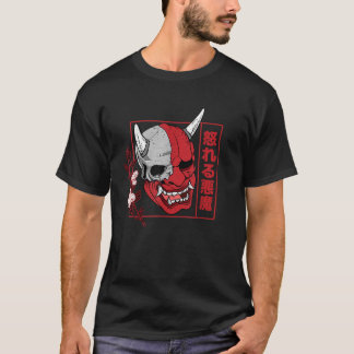 T-shirt Visage démon japonais Diable crâne oni harajuku a