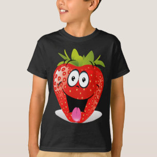 T-shirt Visage drôle de fraise collant la langue