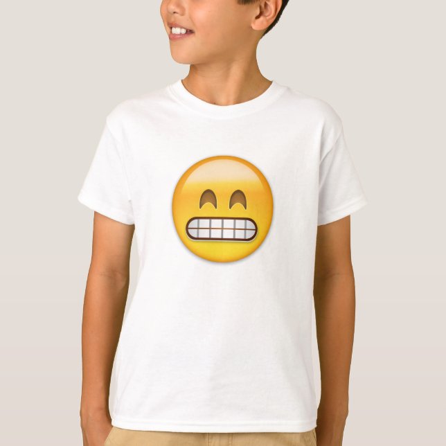 T-shirt Visage Grinning Avec Les Yeux Souriants Emoji (Devant)