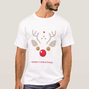 T-shirt Visage minimaliste Reindeer Joyeux Noël Design