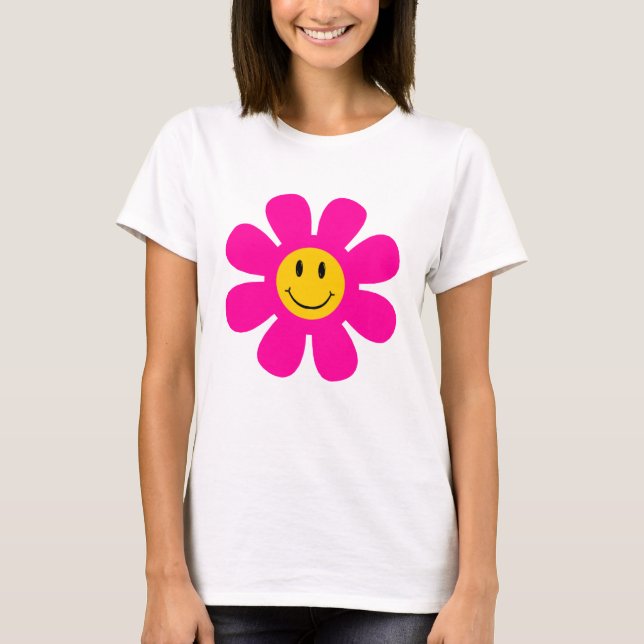 T-Shirt Visage Rose Fleur Souriant (Devant)