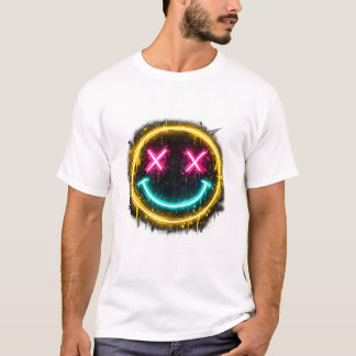 T-shirt Visage Souriant Néon