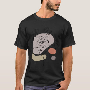 T-shirt Visages Abstraite ligne féminine dessin Tee Aesth