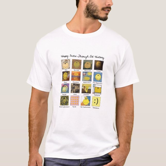 T-shirt visages heureux par la chemise d'histoire d'art (Devant)