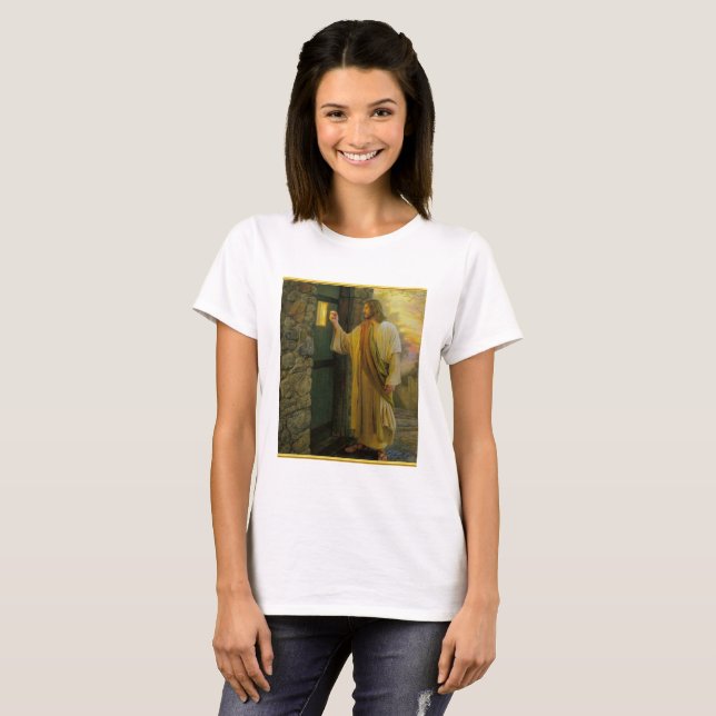T-shirt Visitation à Dawn Jesus frappe sur une porte rusti (Devant entier)