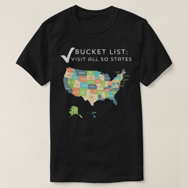 T-shirt Visité tous les 50 états chemise USA carte cadeau  (Design devant)
