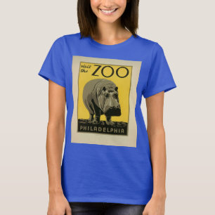 T-shirt Visitez le zoo de Philadelphie, Hippo - Ancien pos