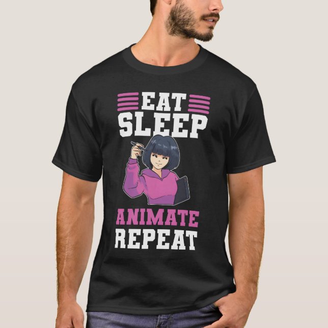 T-shirt Visual Artist Animate 3D Art Eat Sleep Animate fam (Devant)