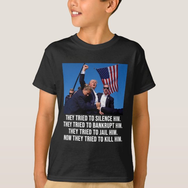 T-shirt Vit Donald Trump Tiré dans la boue - Ne jamais aba (Devant)