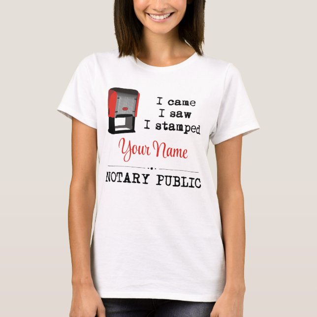 T-shirt Vit Le Timbre Publique Notaire Éteint Customisé (Devant)