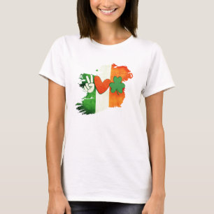 T-shirt Vitage Peace Love Irish St. Patrick's Day Shirt