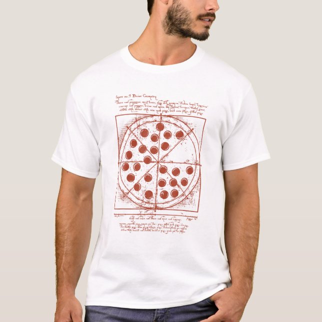 T-shirt Vitruvian Pizza Tee Da Vinci Funny Référence (Devant)