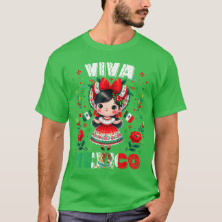 T-shirt Viva Meico Meican Girl Flag Independence Day Girls