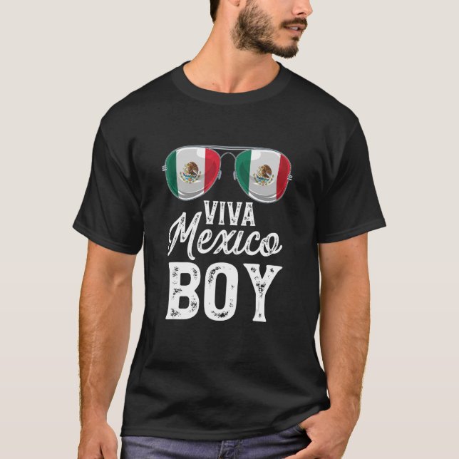T-shirt Viva Mexico Garçon lunettes de soleil Mexicaine Fl (Devant)