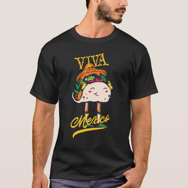 T-shirt Viva Mexico Happy Cute Taco Cinco De Mayo (Devant)