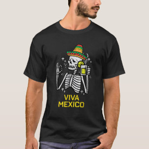 T-shirt Viva Mexico Skeleton drôle Cinco mexicain indépend