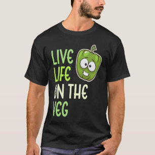 T-shirt Vivez la vie sur le légume  Poivre végétalien Life
