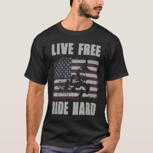 T-shirt Vivez libre, roulez dur 4 roues ATV Quad course Am