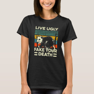 T-shirt Vivez Vilain Fake Votre Mort Rétro Vintage Opossum