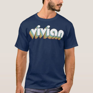 T-shirt Vivian Retro Typographie arc-en-ciel style défraîc