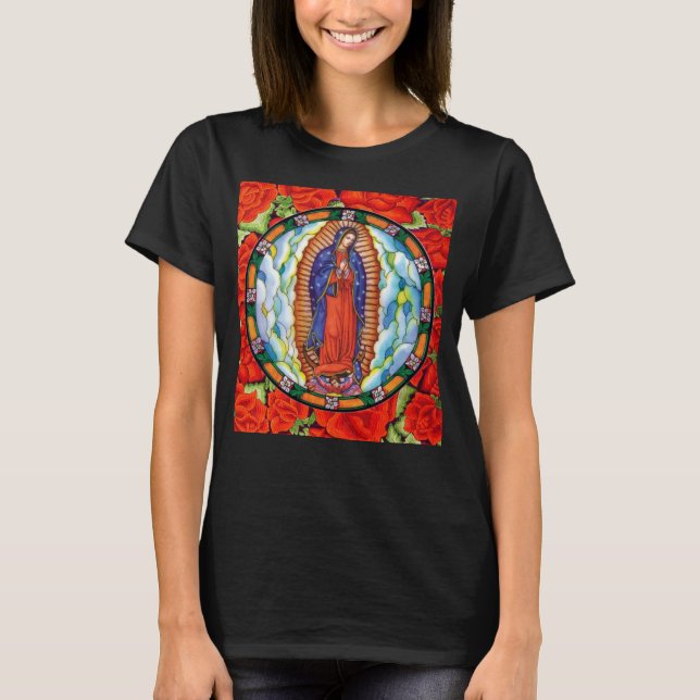 T-shirt Vivid Notre-Dame de Guadalupe Jolie femme noire (Devant)