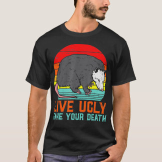T-shirt Vivre Fausse Fausse Votre Mort Opossum Retro Possu