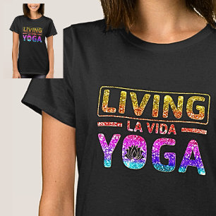 T-shirt Vivre La Vida Yoga Pastel Arc-en-ciel en noir